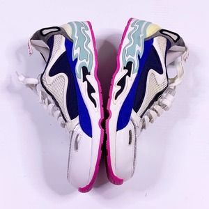 Sandro Flame Paneled Mesh Suede Sneakers Womens 8 Trainer 6.5 40 White Blue Pink